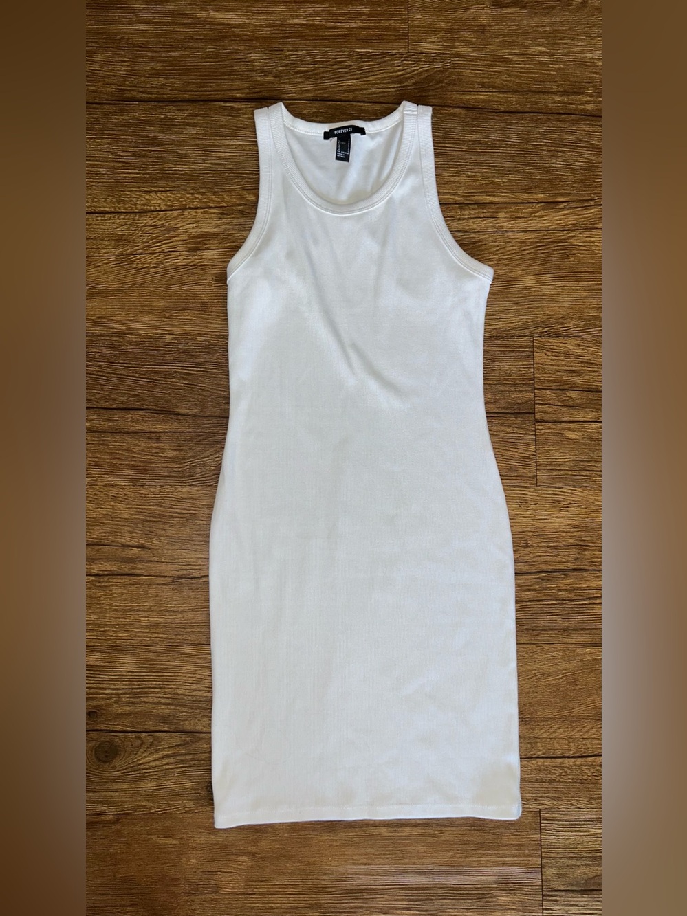 Forever 21 White Ribbed Tank Midi Dress